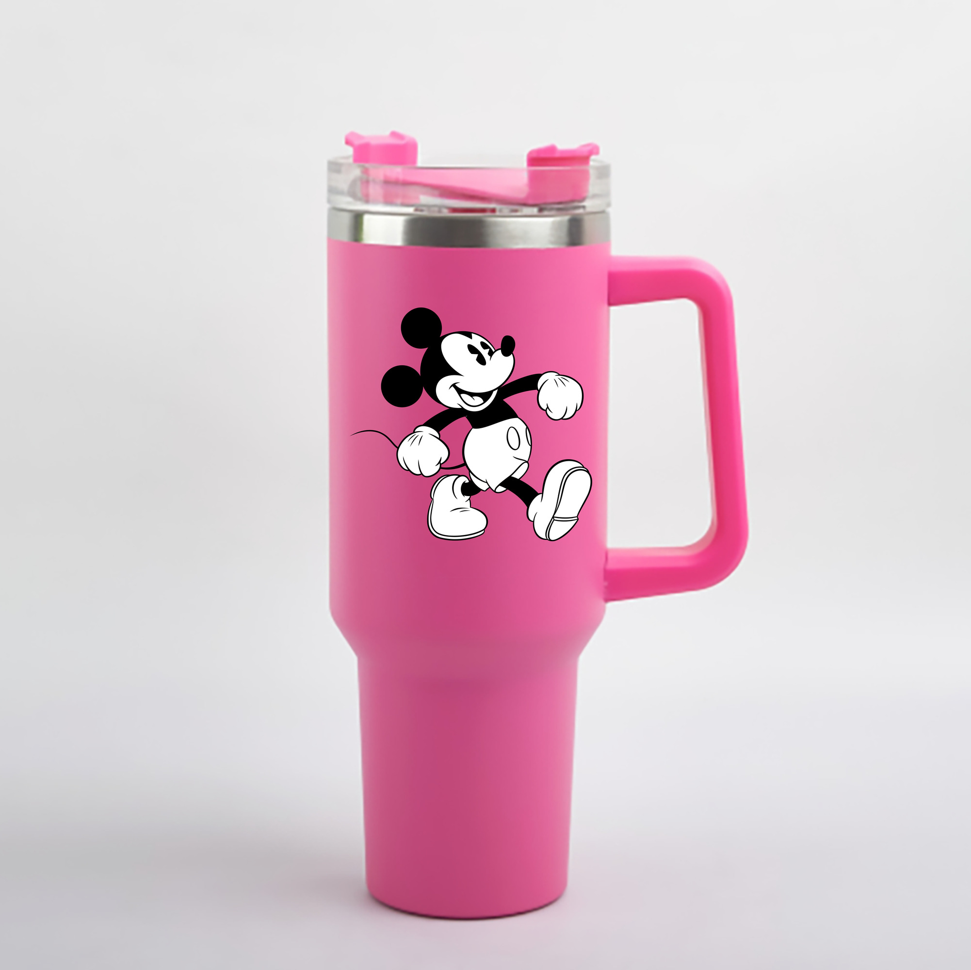 （画像用） ミッキーマウス Mickey Mouse 1200mL車用タンブラー - クリスタルステッカー（プラスチックストロー付き）